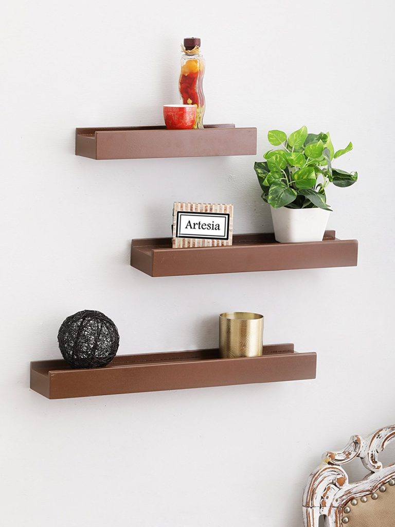 Artesia Brown Wooden Wall Shelf/Display Rack Shelf