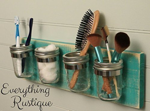 Mason jar bathroom storage and accessories