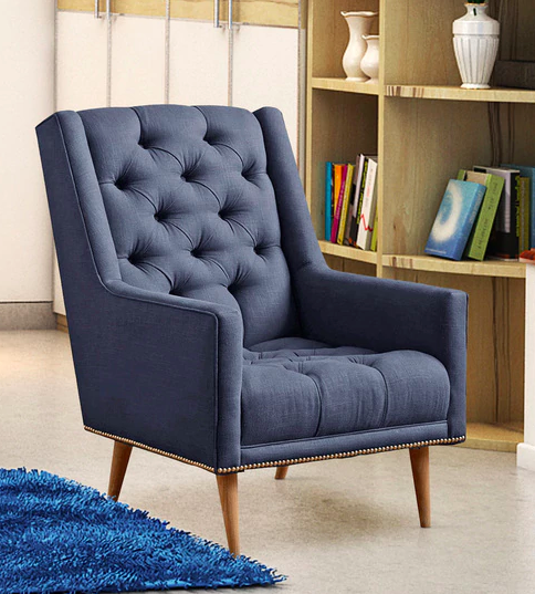 Alicia Modern Tufted Accent Chair In Blue Colour - Furniture20