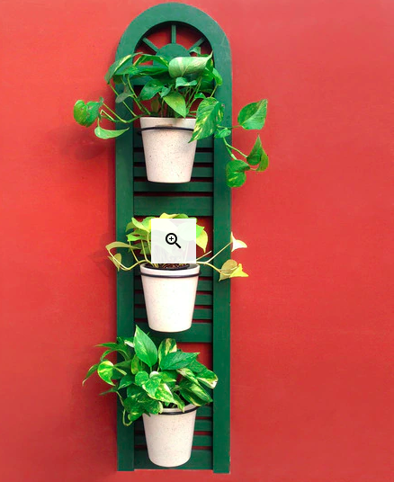 Green Wood and Metal Wall Planter Pots 