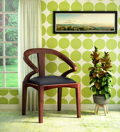 Elegant Solid Wood Upholstered Armchair in Teak Finish Furniture0