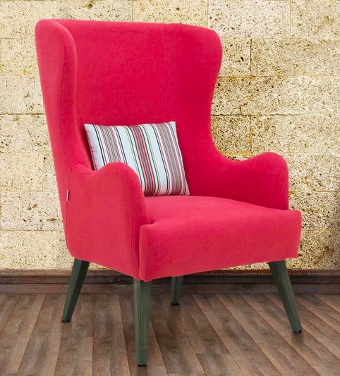 Cecelia Wing Chair in Red Colour by CasaCraft