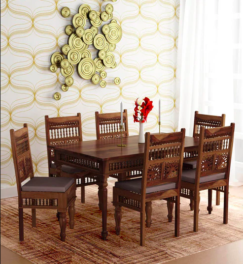 Acropolis Solid Wood Eight Seater Dining Set in Provincial Teak Finish by Woodsworth