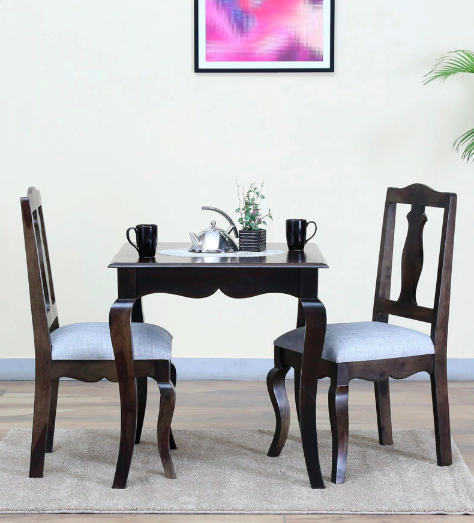 Anne Solid Wood Two Seater Dining Set in Warm Chestnut Finish by Amberville