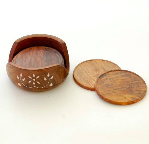 Villcart Round Wooden Coasters (Brown)