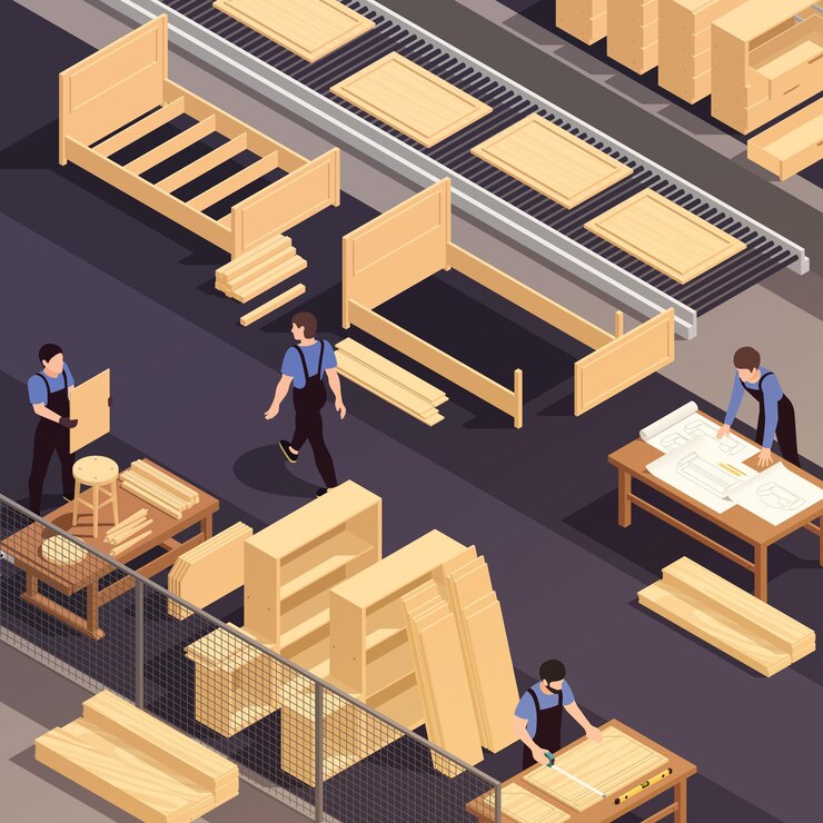 hotel furniture factory illustration